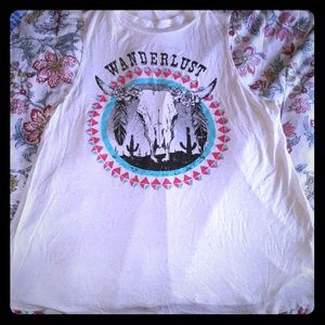 Long horn wanderlust tank top